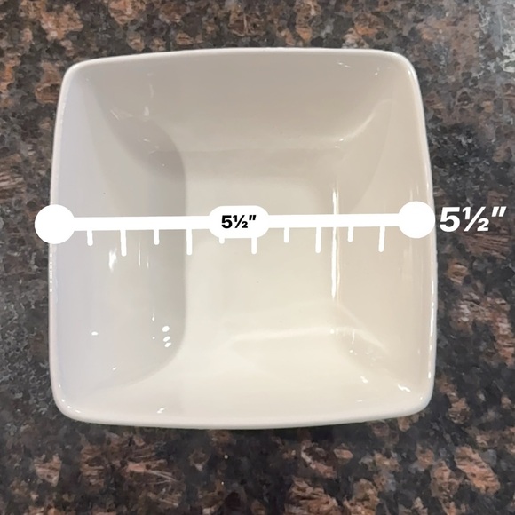 SET OF 4 WHITE Square CERAMIC BOWLS SNOWFLAKE Embossed Winter - Picture 5 of 5